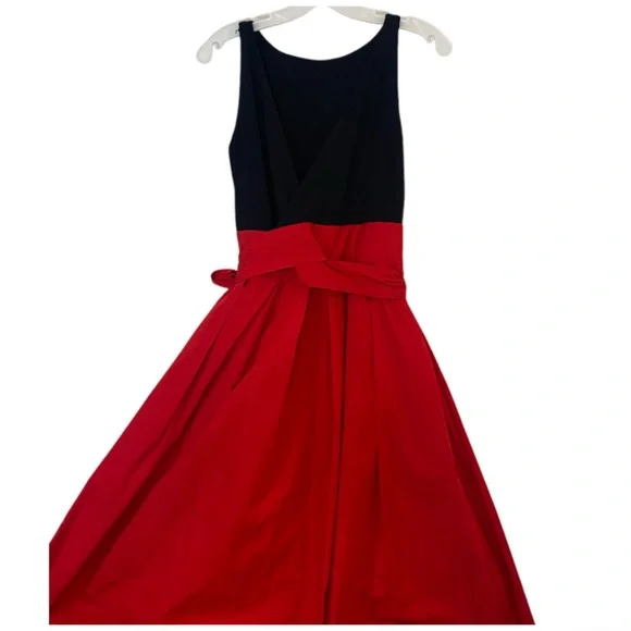 Lauren Ralph Lauren Runway Taffeta Ball Gown Dress Red Black With Pockets Size 6 - Picture 5 of 9